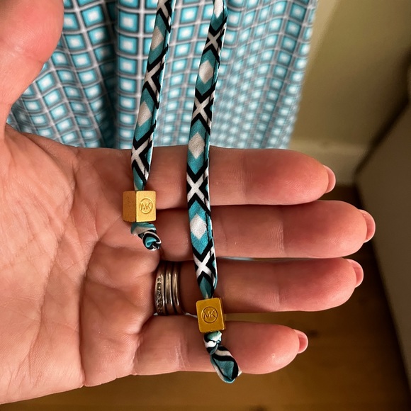 Michael Kors Teal Geometric Checked Maxi Slit Side Dress XS - Picture 9 of 16